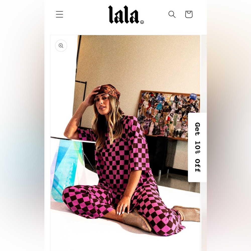 Lex Ribbed Checkerboard Playsuit in Sunset Boulevard